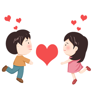 七夕情人节暖色系q版爱心情侣