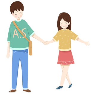 七夕情人节暖色系男孩女孩手牵手约会