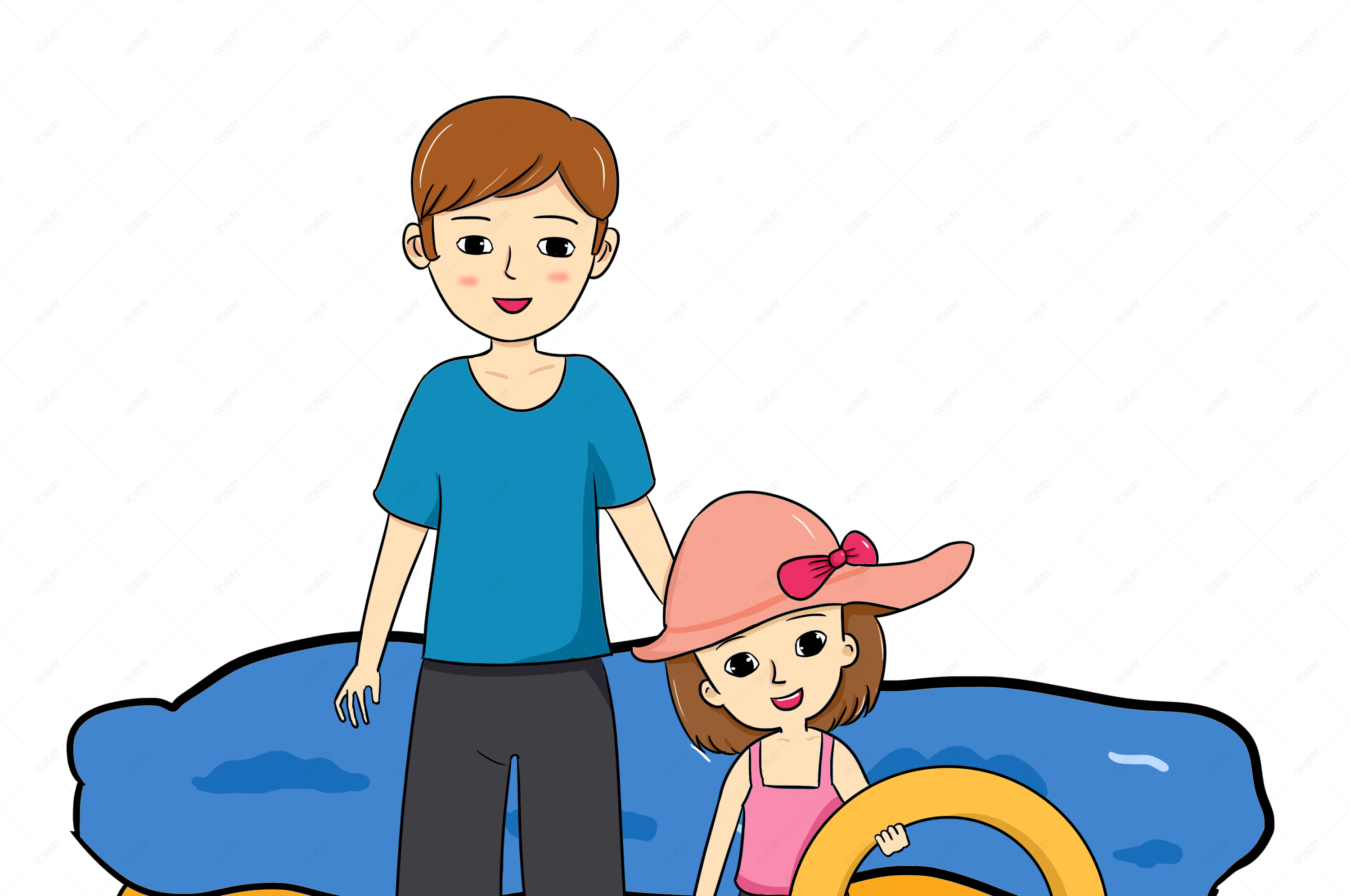 夏季旅游父女沙滩开心玩耍