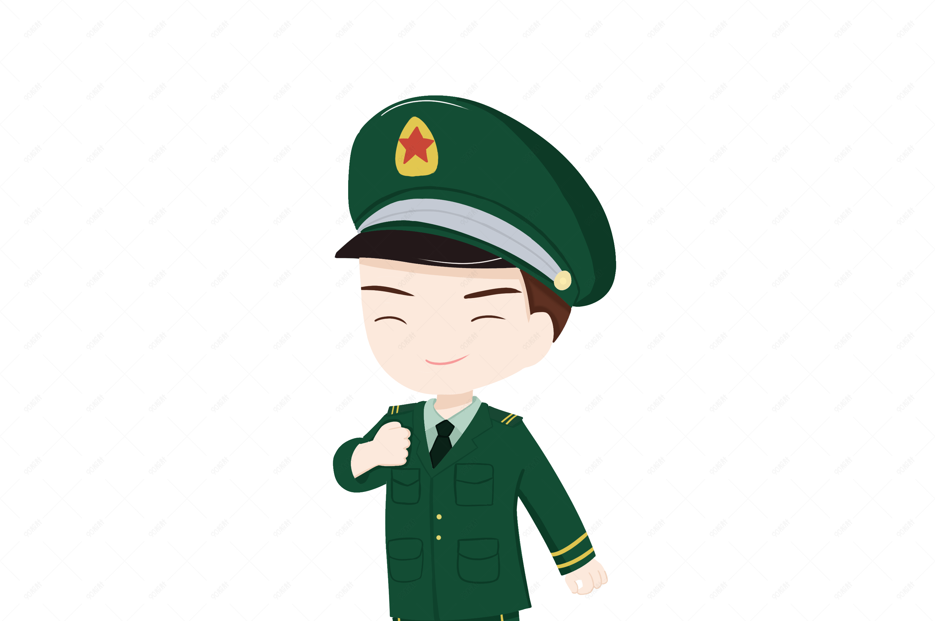 建军节军人举起胳膊微笑