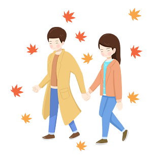 立秋暖色系在枫叶中行走