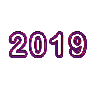 2019空心紫色艺术字数字立体