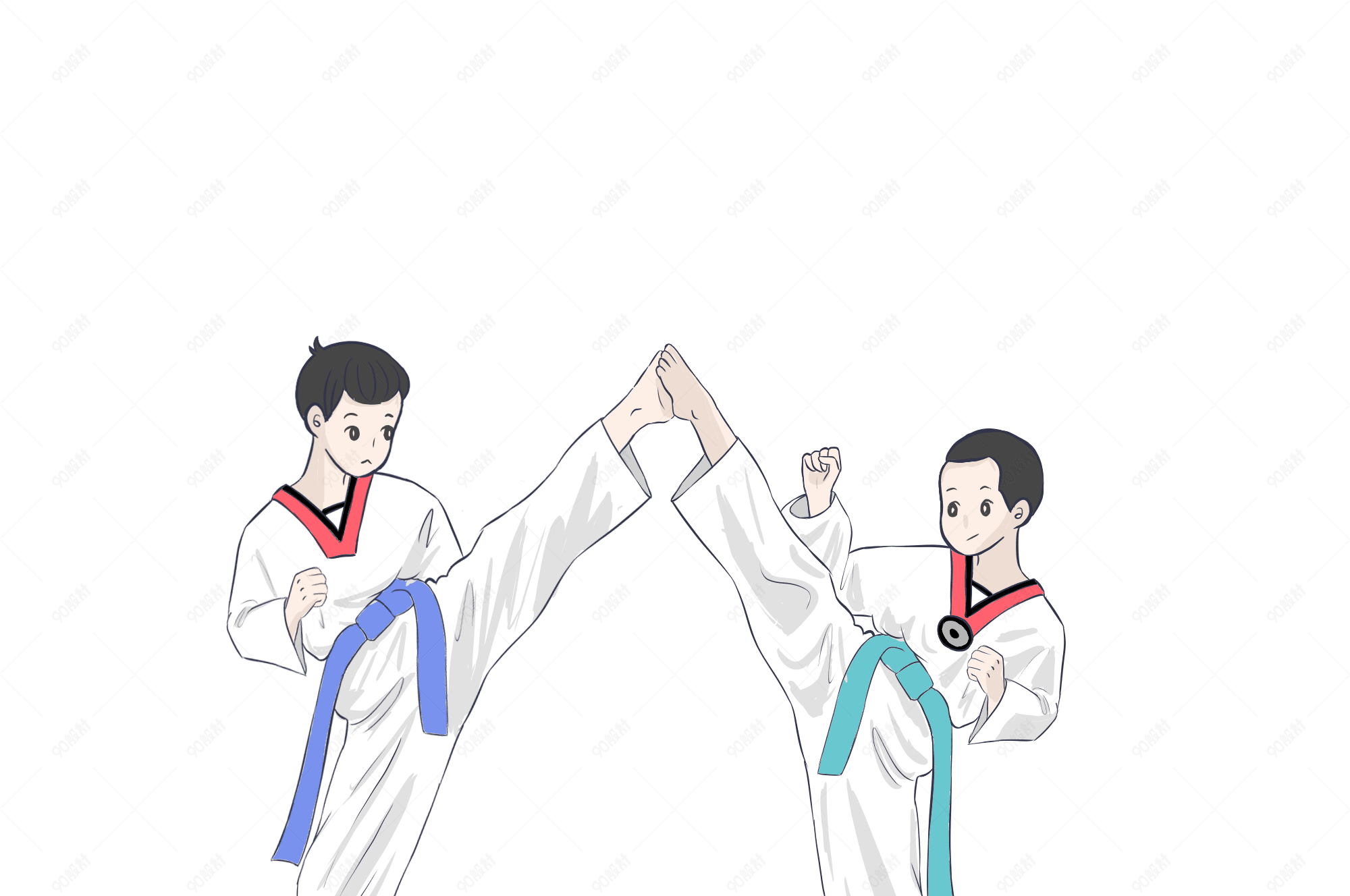 跆拳道练习男生兴趣班课余爱好卡通武术