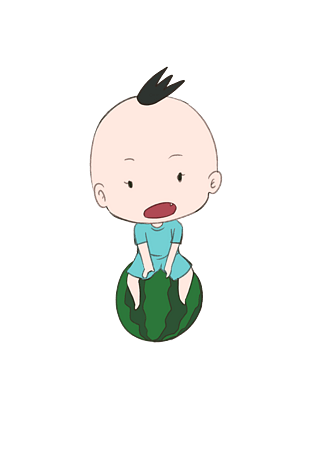 西瓜小男孩卡通pngpsd2000*2000西瓜泳池小男孩大暑手绘插图pngpsd