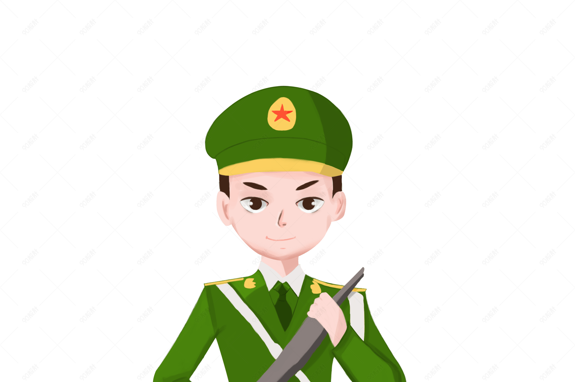 陆军踢正步枪支绿色军装【免抠元素psd】-90设计网