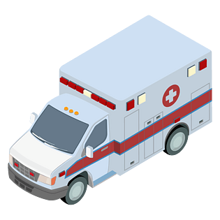 矢量图正面标识扁平化矢量120俯视手绘卡通救护车全部