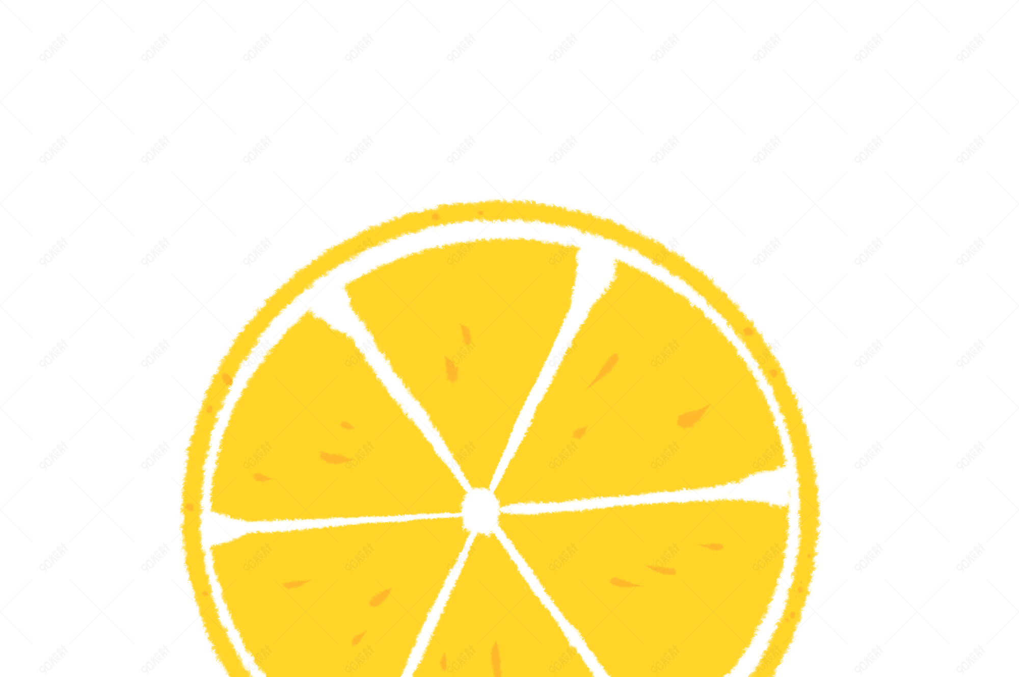 清新可爱切片柠檬手绘插图