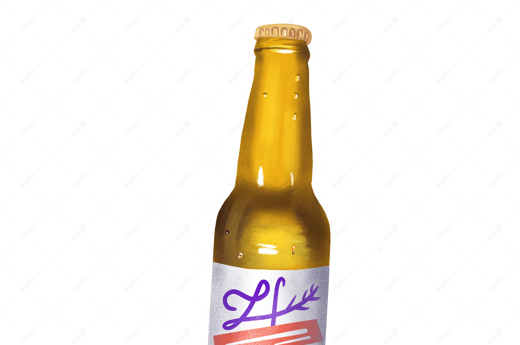 夏天冰爽啤酒手绘插图