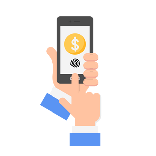 指纹验证指纹支付验证指纹手机付款矢量元素