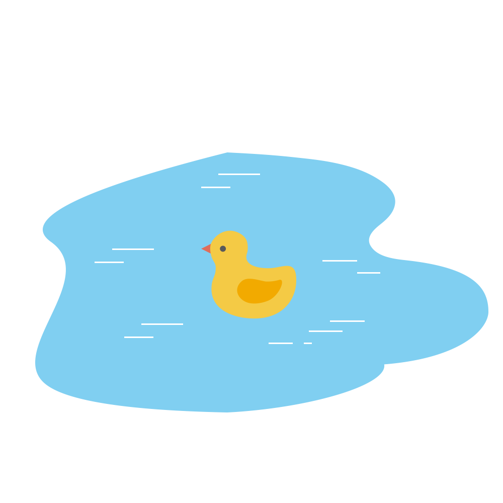 小黄鸭水面游泳矢量元素免抠