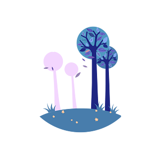 森林大树装饰元素草坪