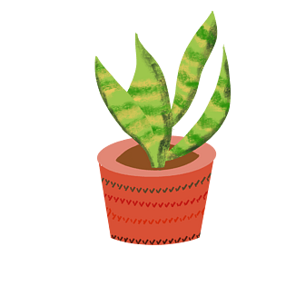 卡通手绘芦荟盆栽元素