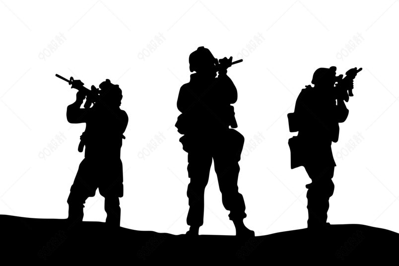 战场士兵野战军军人剪影