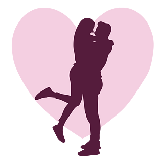 七夕情人节情侣拥抱背景剪影