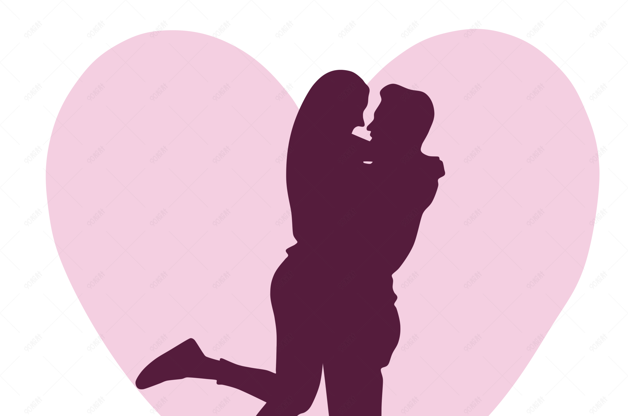 七夕情人节情侣拥抱背景剪影