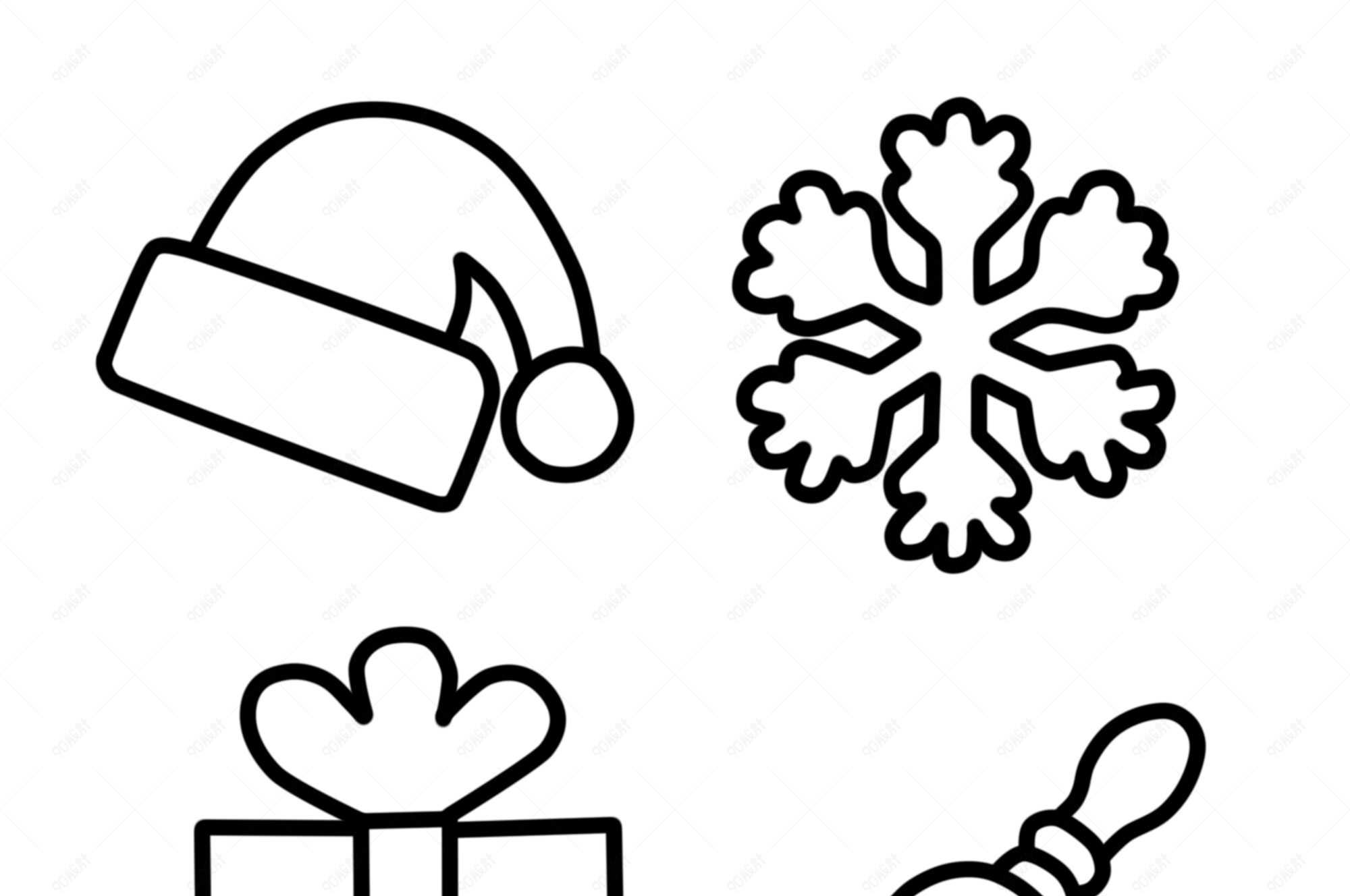 圣诞节简约线条图标元素