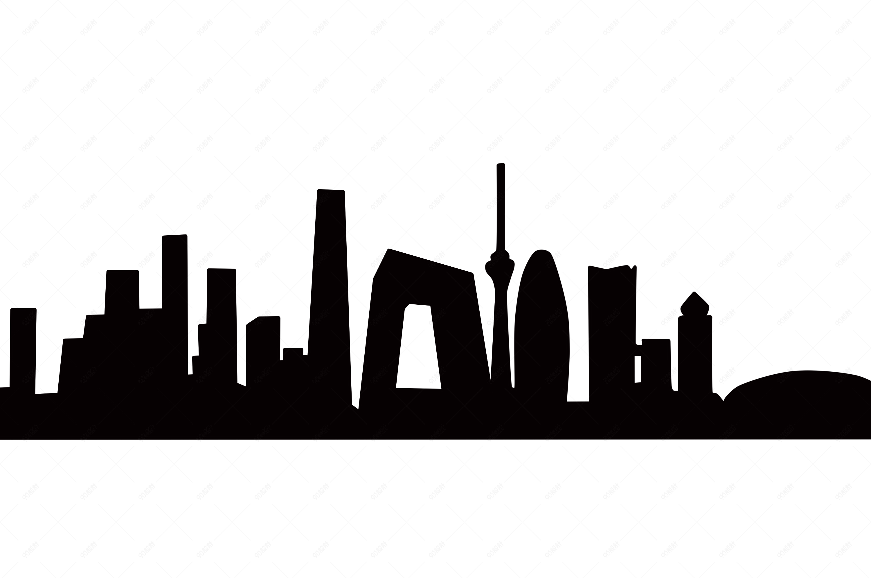 国庆节北京城市天际线剪影【免抠元素png】-90设计网