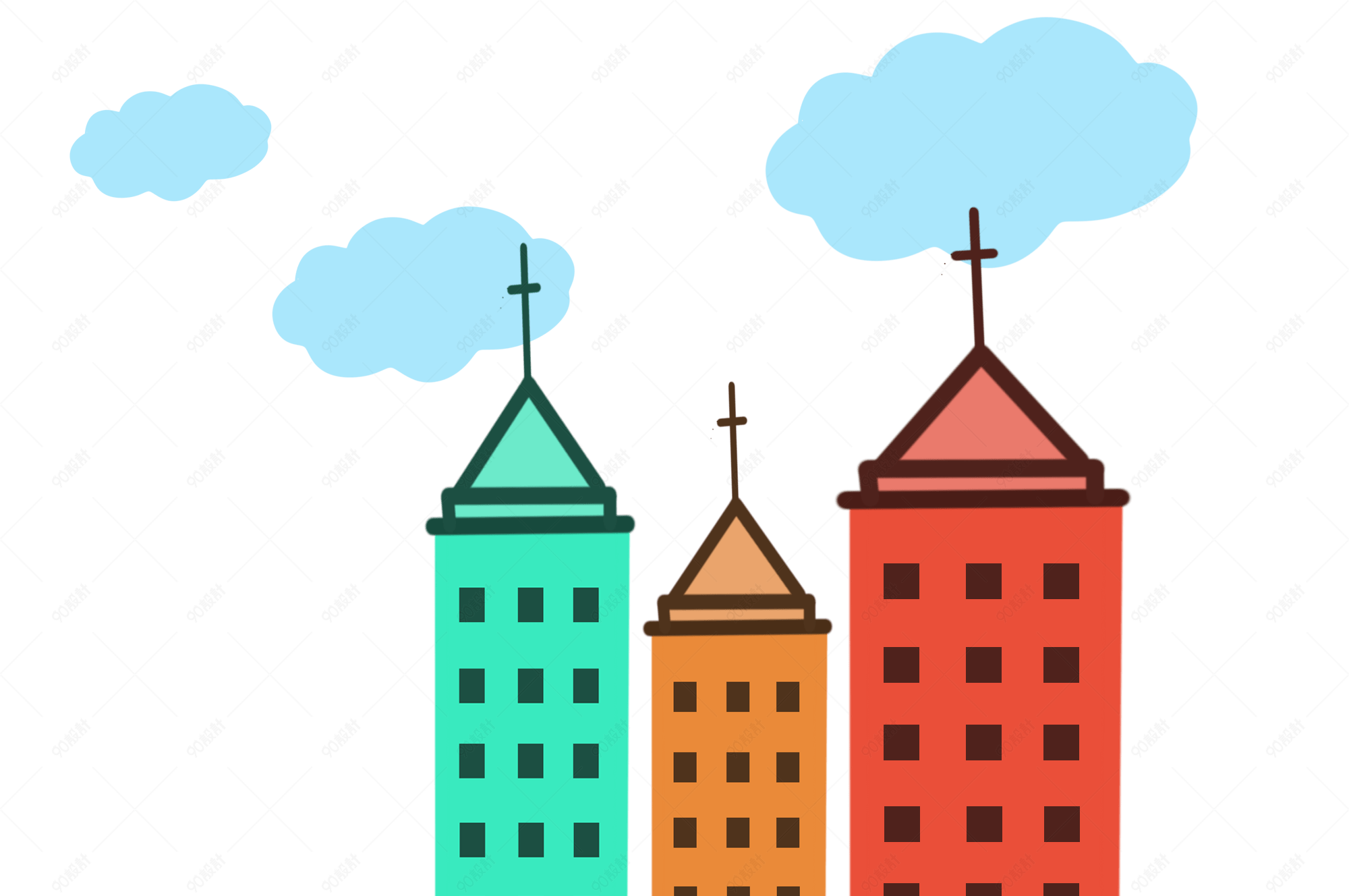 手绘卡通简约楼房风格图片
