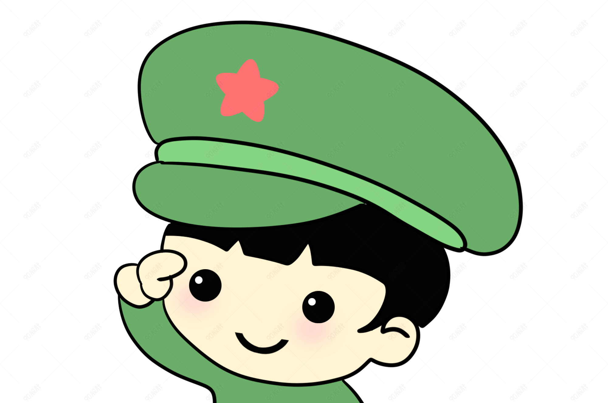 可爱手绘卡通敬礼小人图片