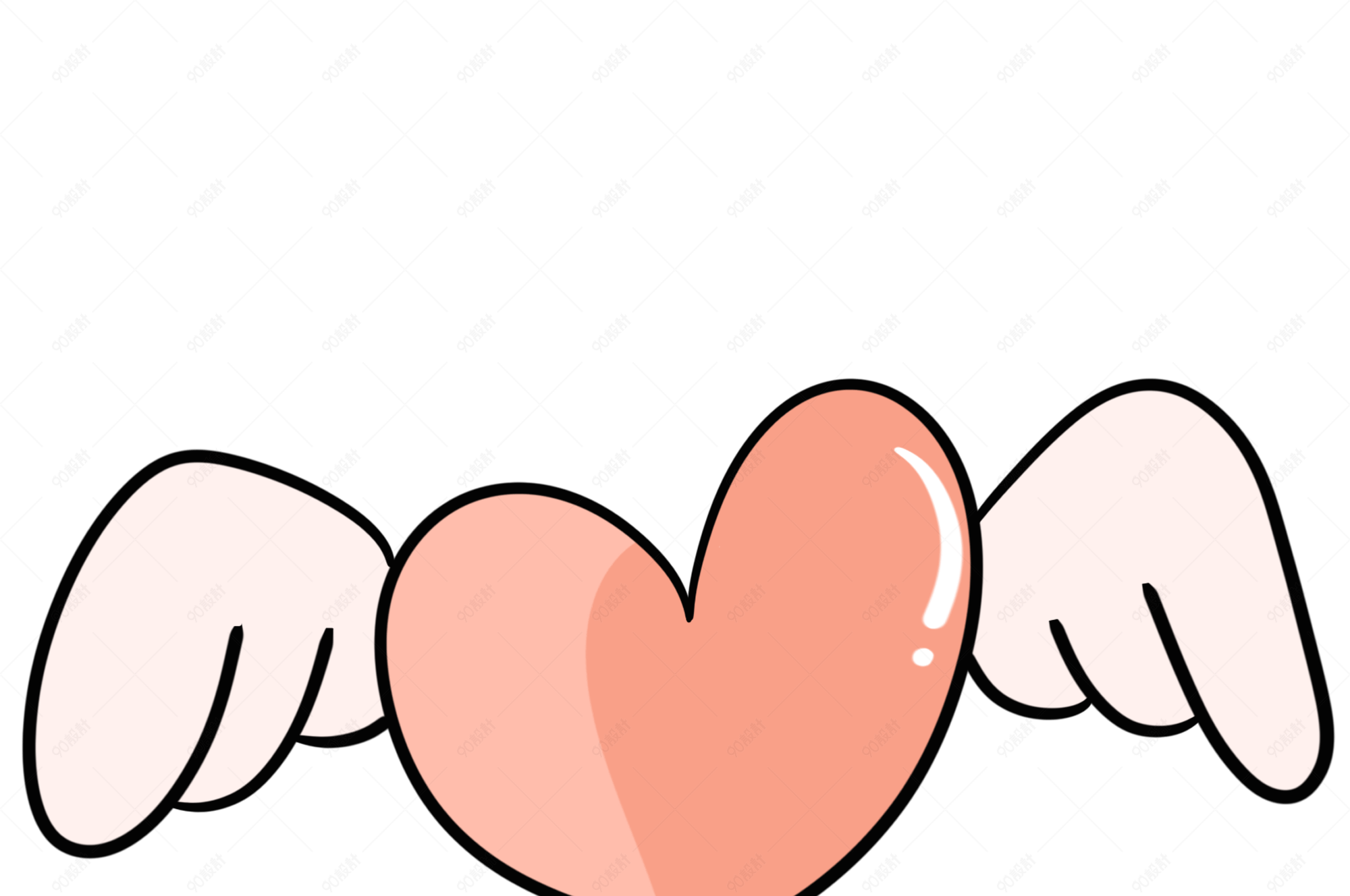 手绘七夕爱心翅膀贴纸