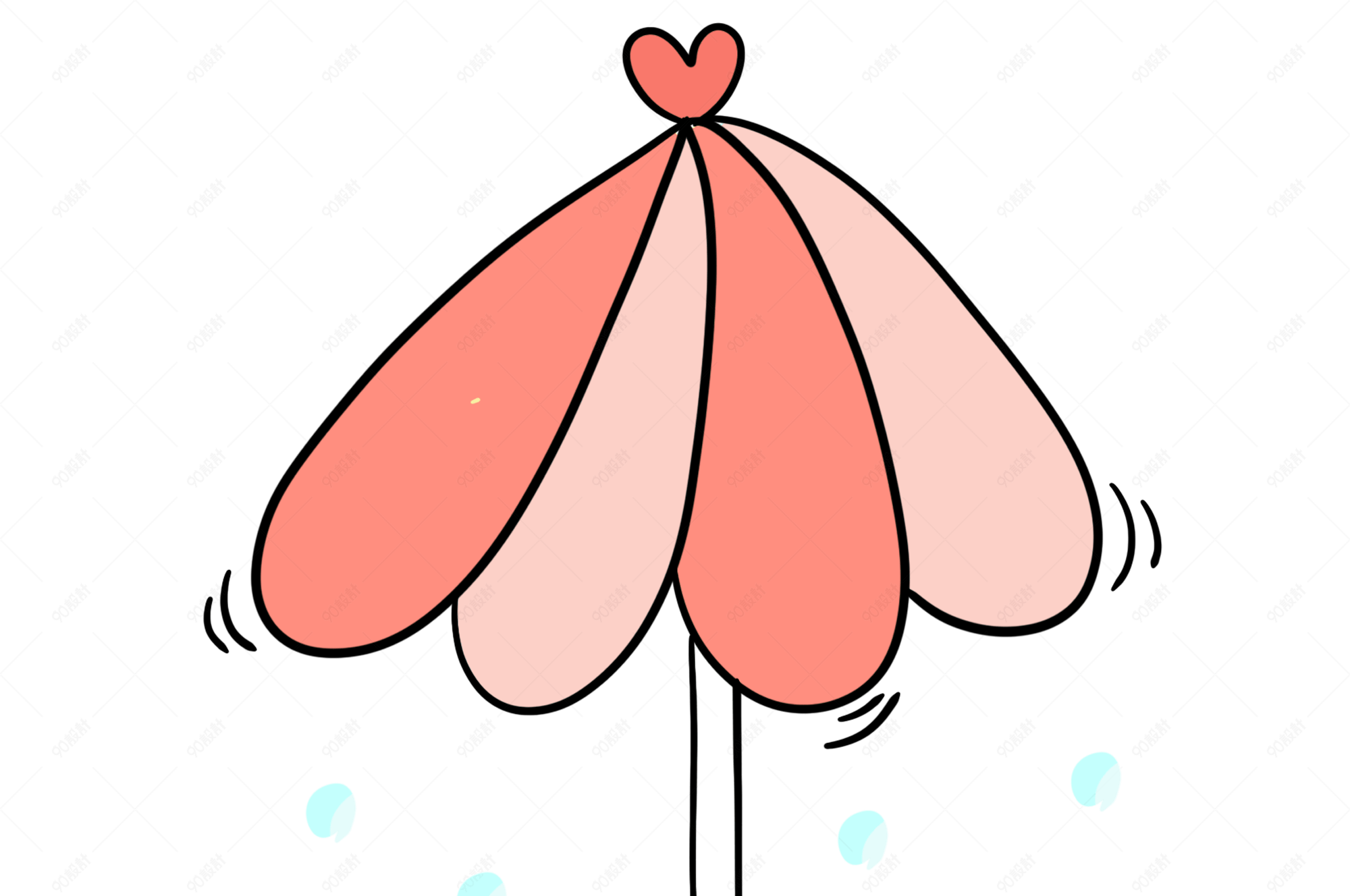 手绘彩色卡通太阳伞图片