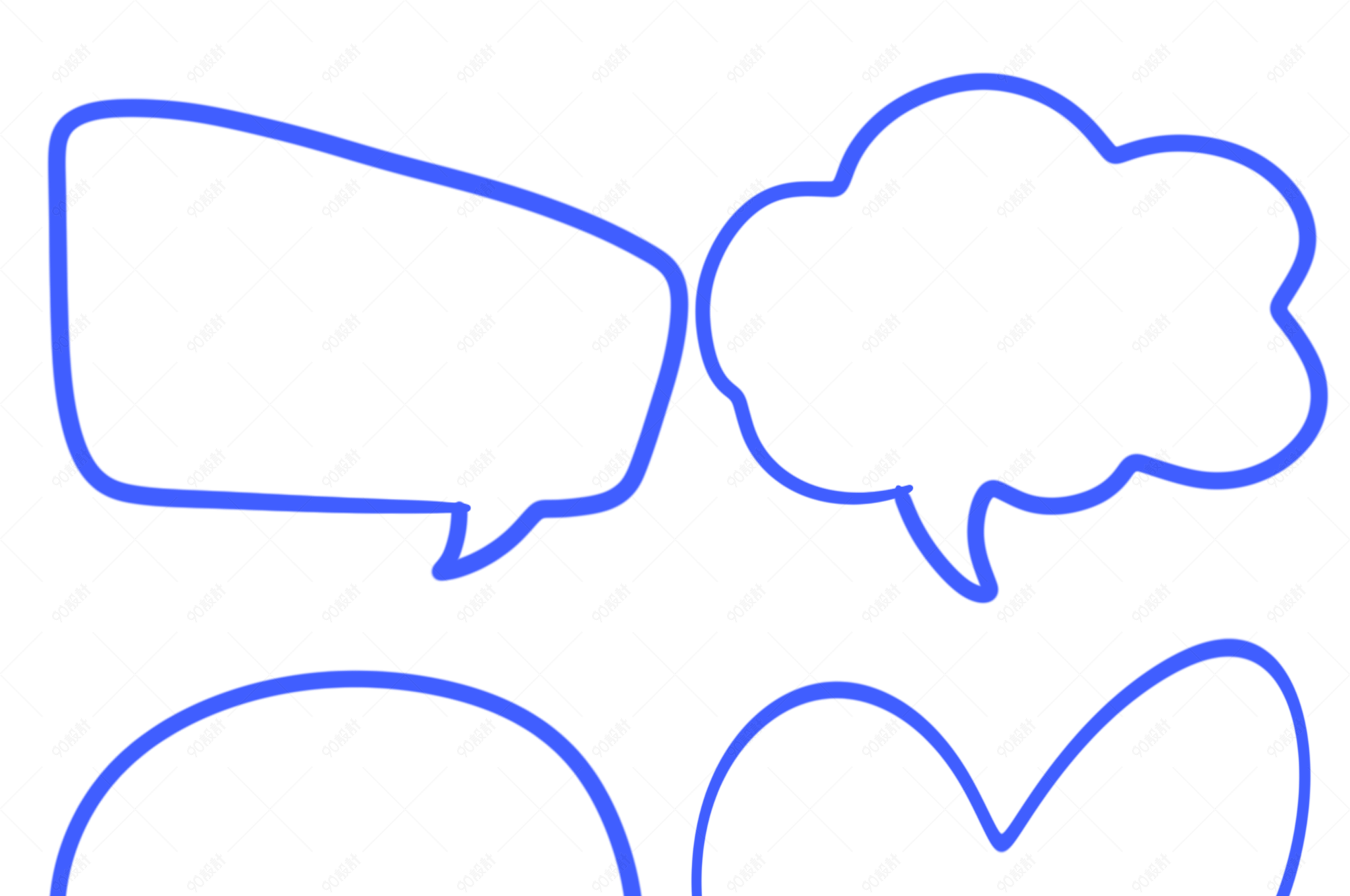 手绘蓝色边框对话框图片