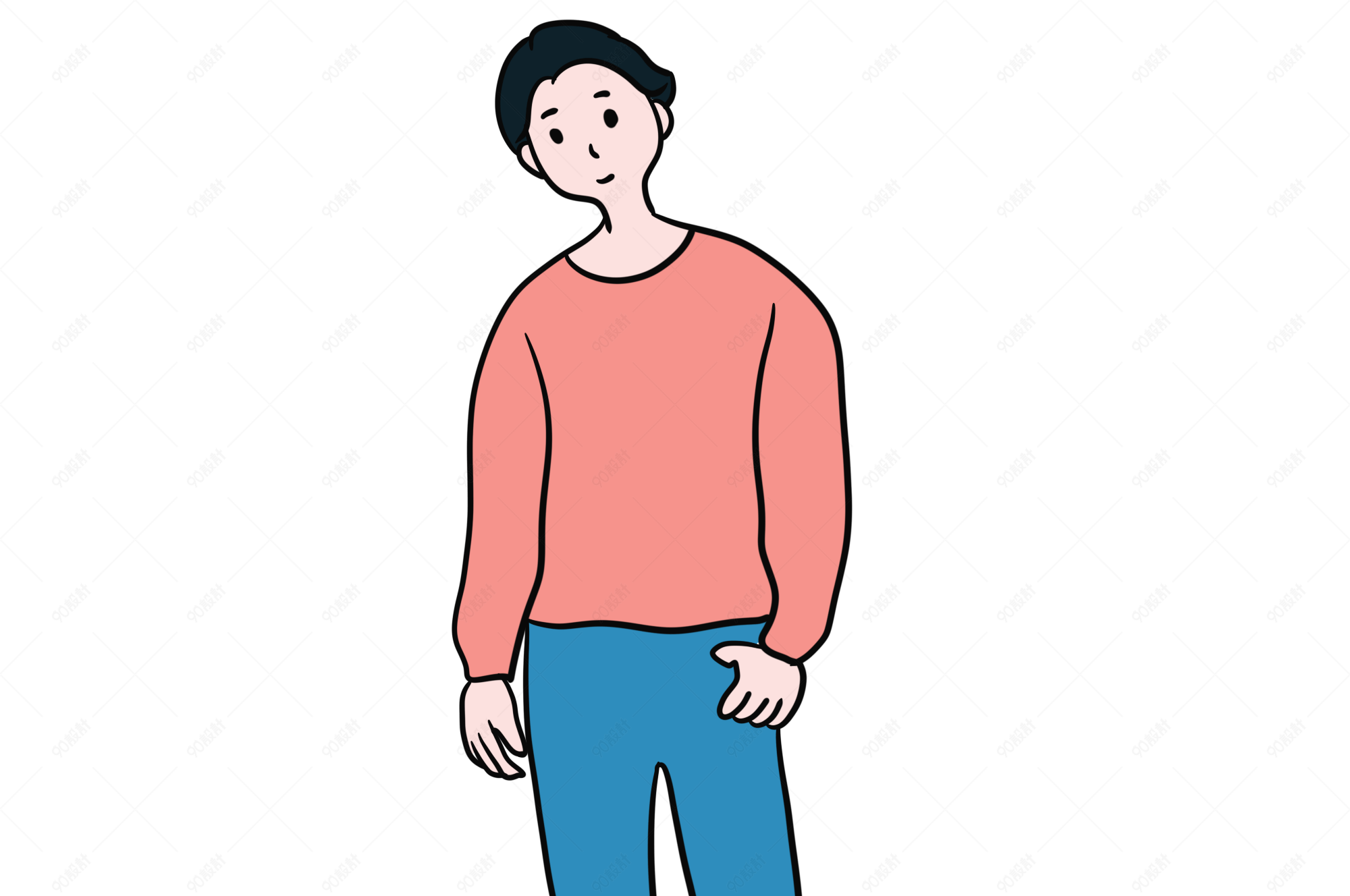 手绘阳光帅气男孩图片