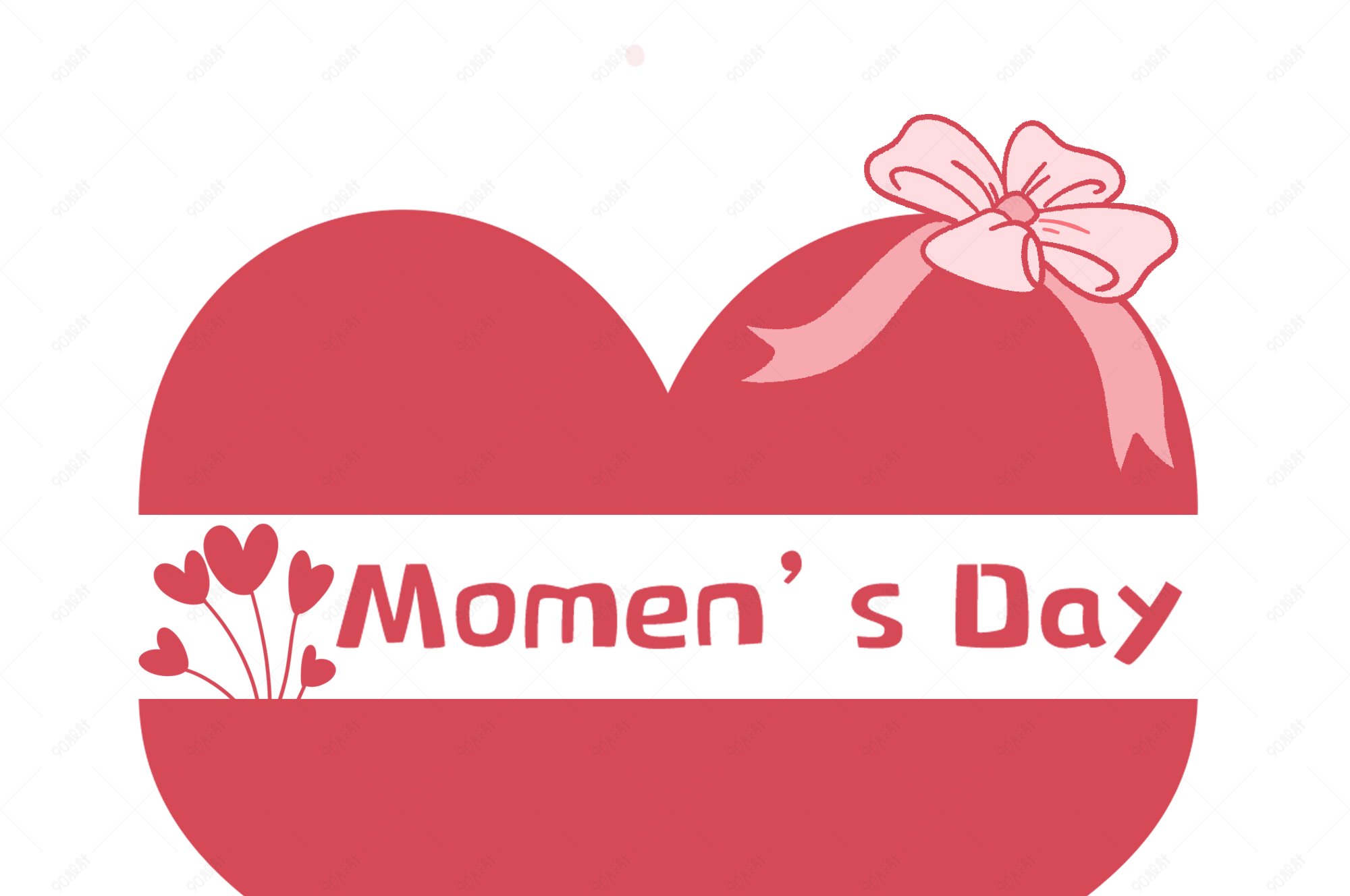 三八妇女节爱心装饰英文字体