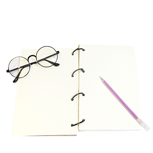 眼镜笔记本打开的书本实物免抠png素材