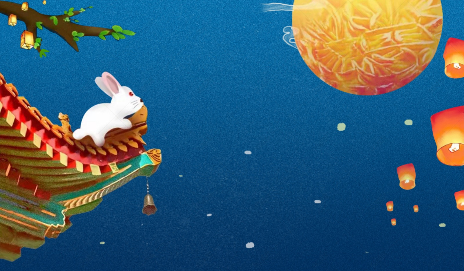 蓝色中国风月饼节日食品中秋节海报背景