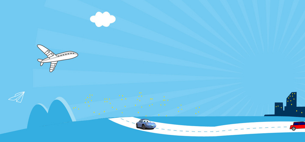 蓝色卡通玩具汽车海报背景