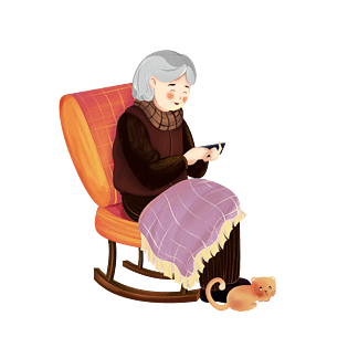 重阳节暖色老人老人和猫躺椅