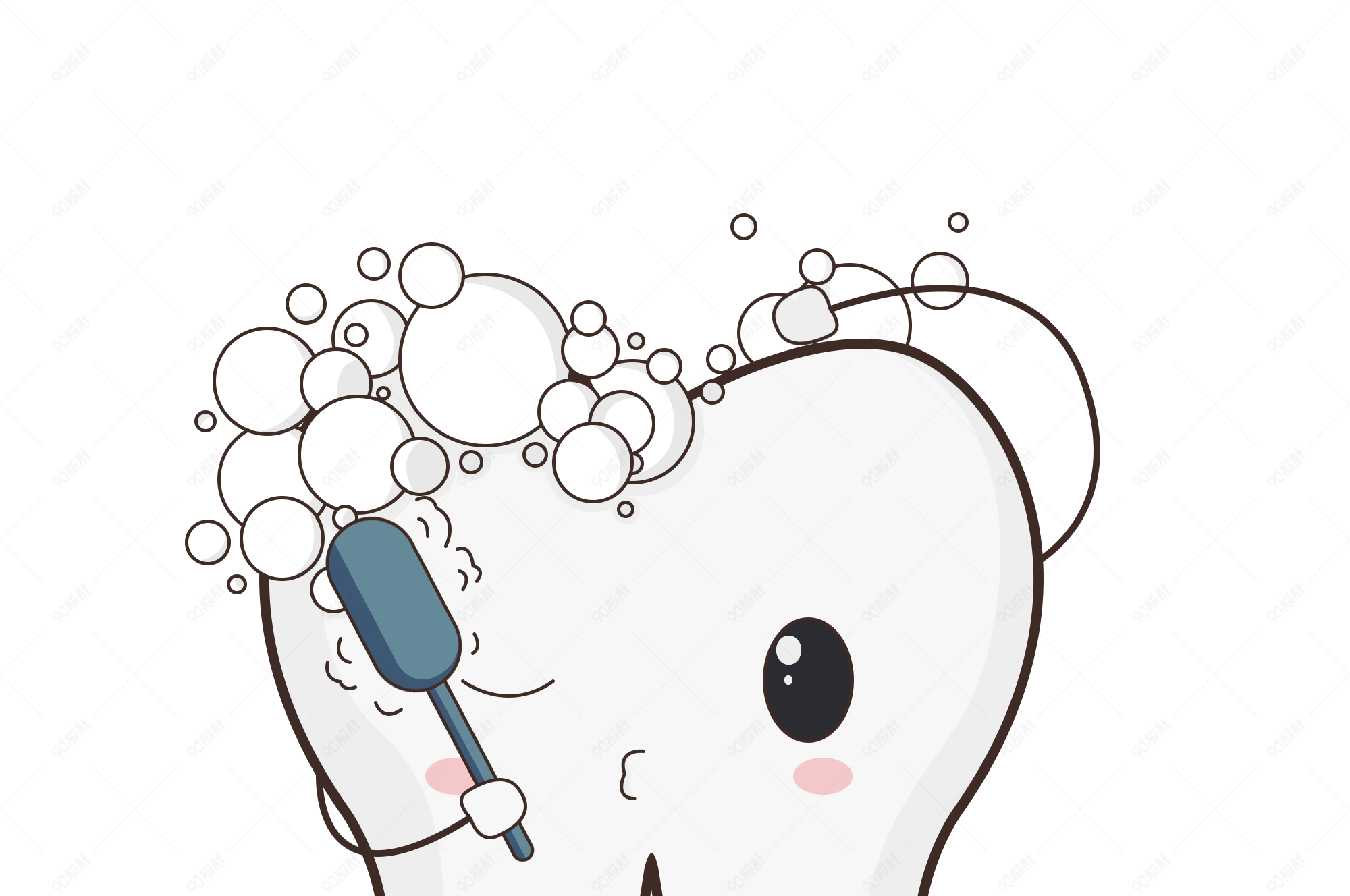 牙齿手绘牙齿洗澡可爱素材