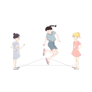 童年游戏跳皮筋小伙伴素材