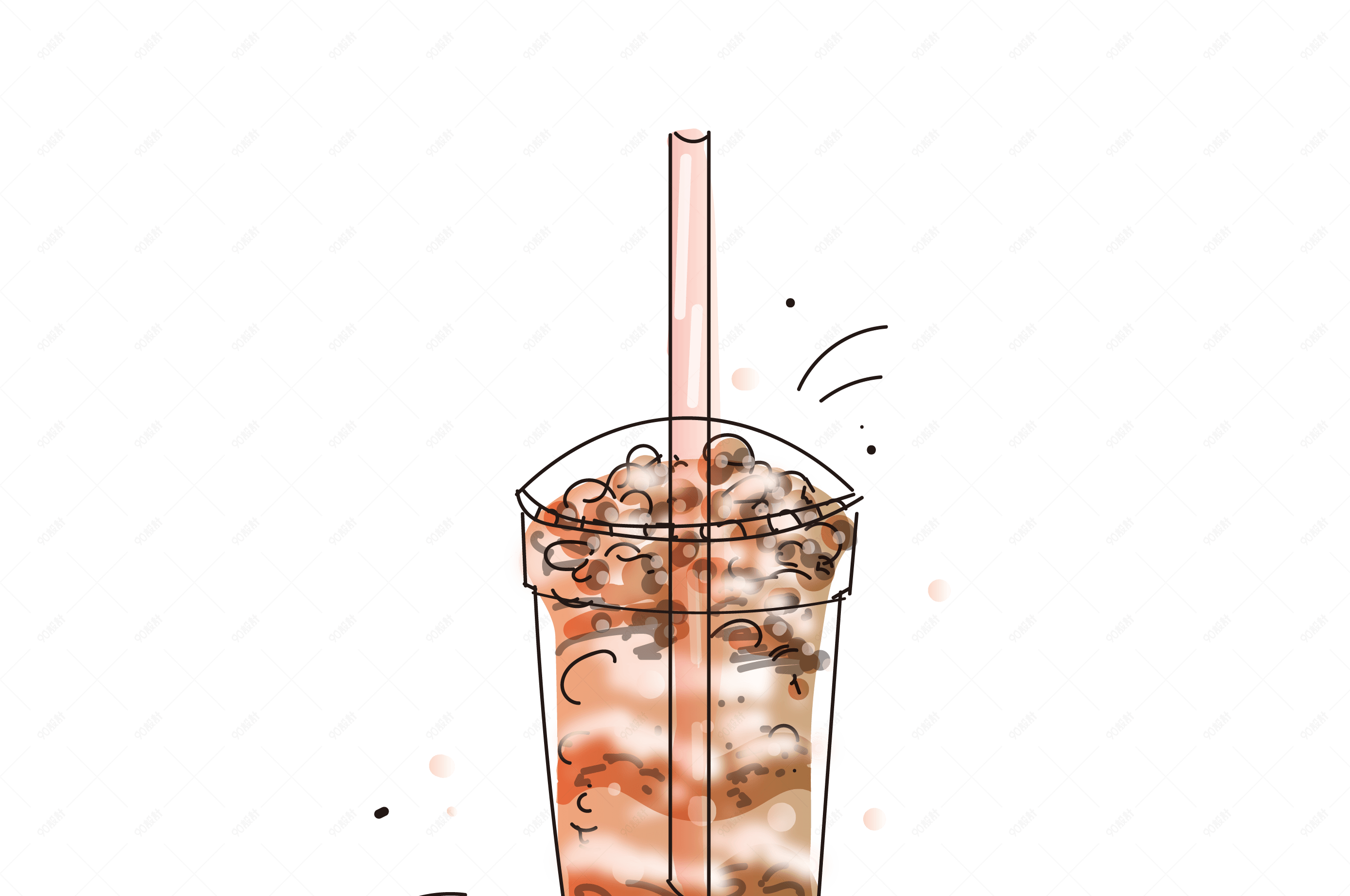 矢量卡通手绘奶茶装饰素材