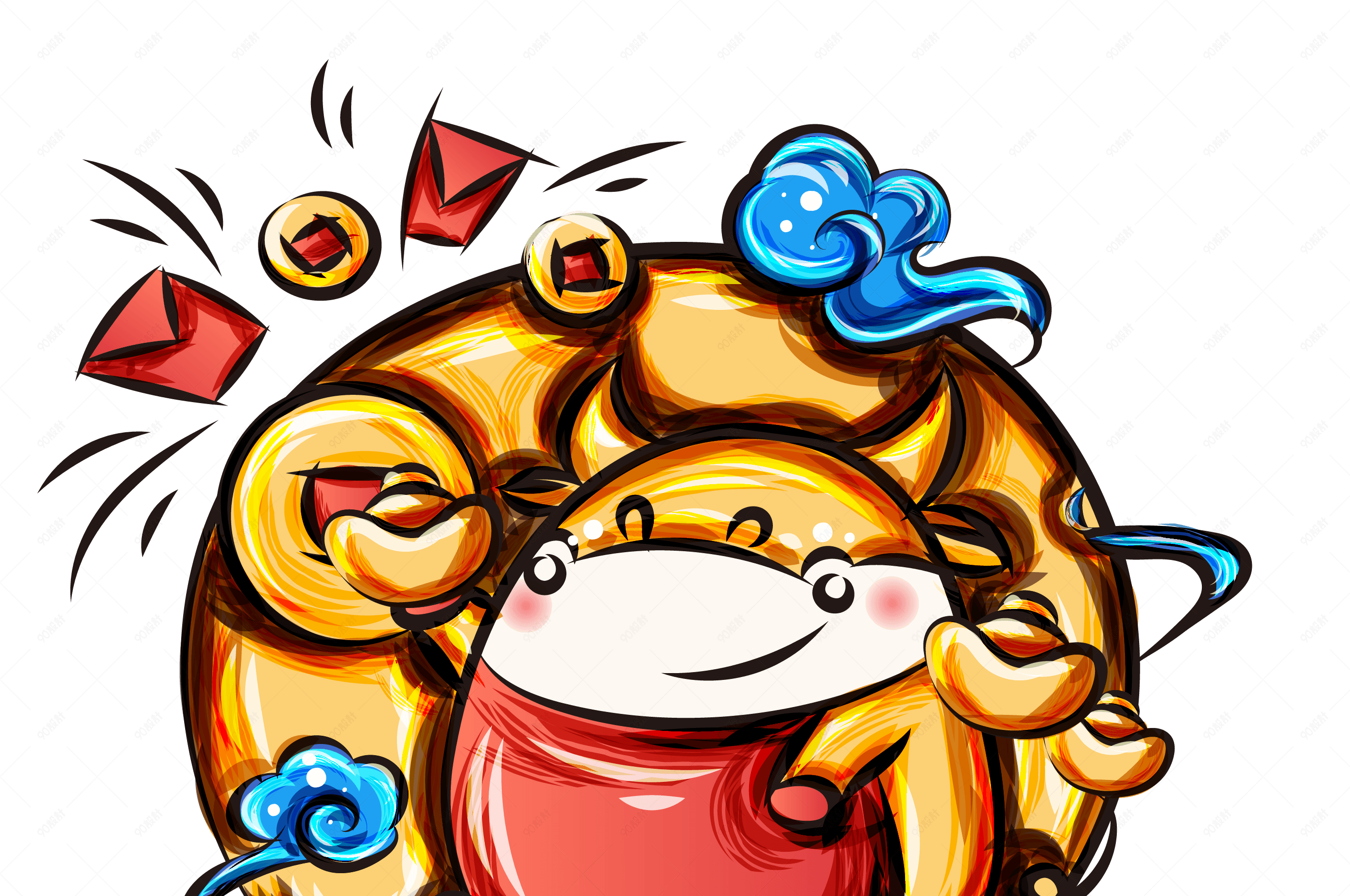 新春招财2021手绘矢量牛年素材