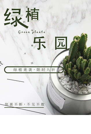 夏日清新绿植桌面盆栽日常活动全屏海报