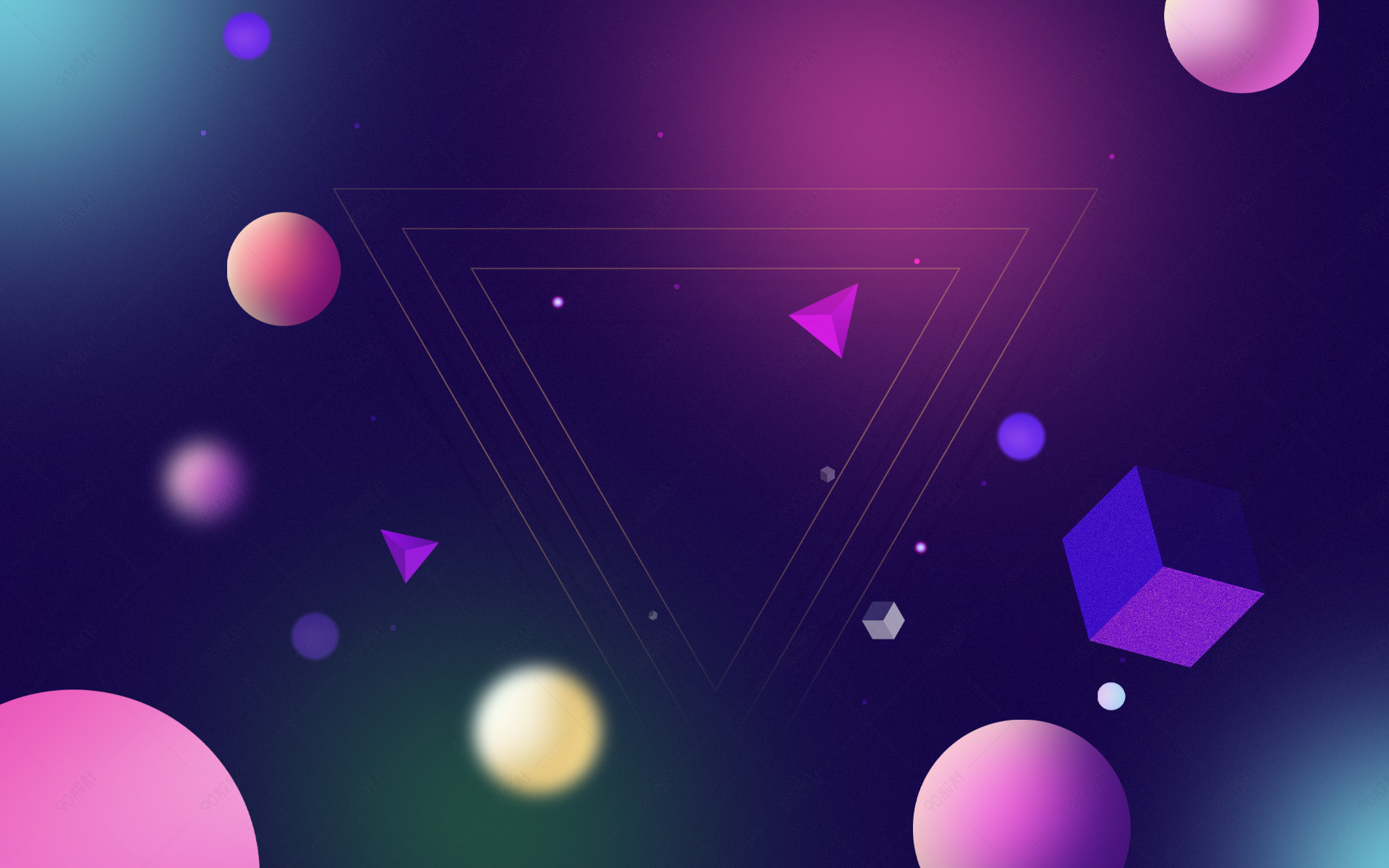 彩色可爱风梦幻空间感背景图【电商背景psd】-90设计网