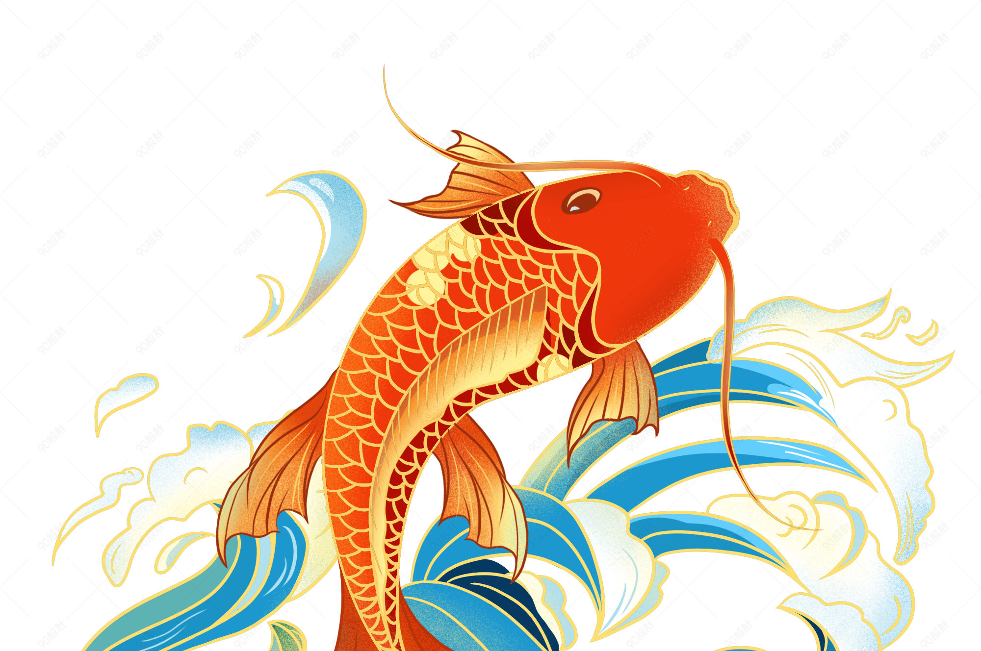 中国风国潮锦鲤装饰元素