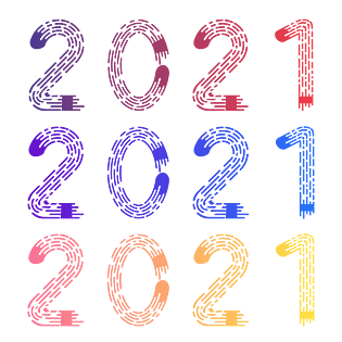 2021系列数字渐变艺术字体