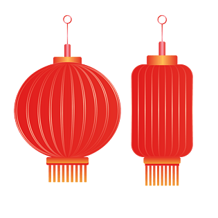 国庆节红色圆形长方形灯笼矢量元素