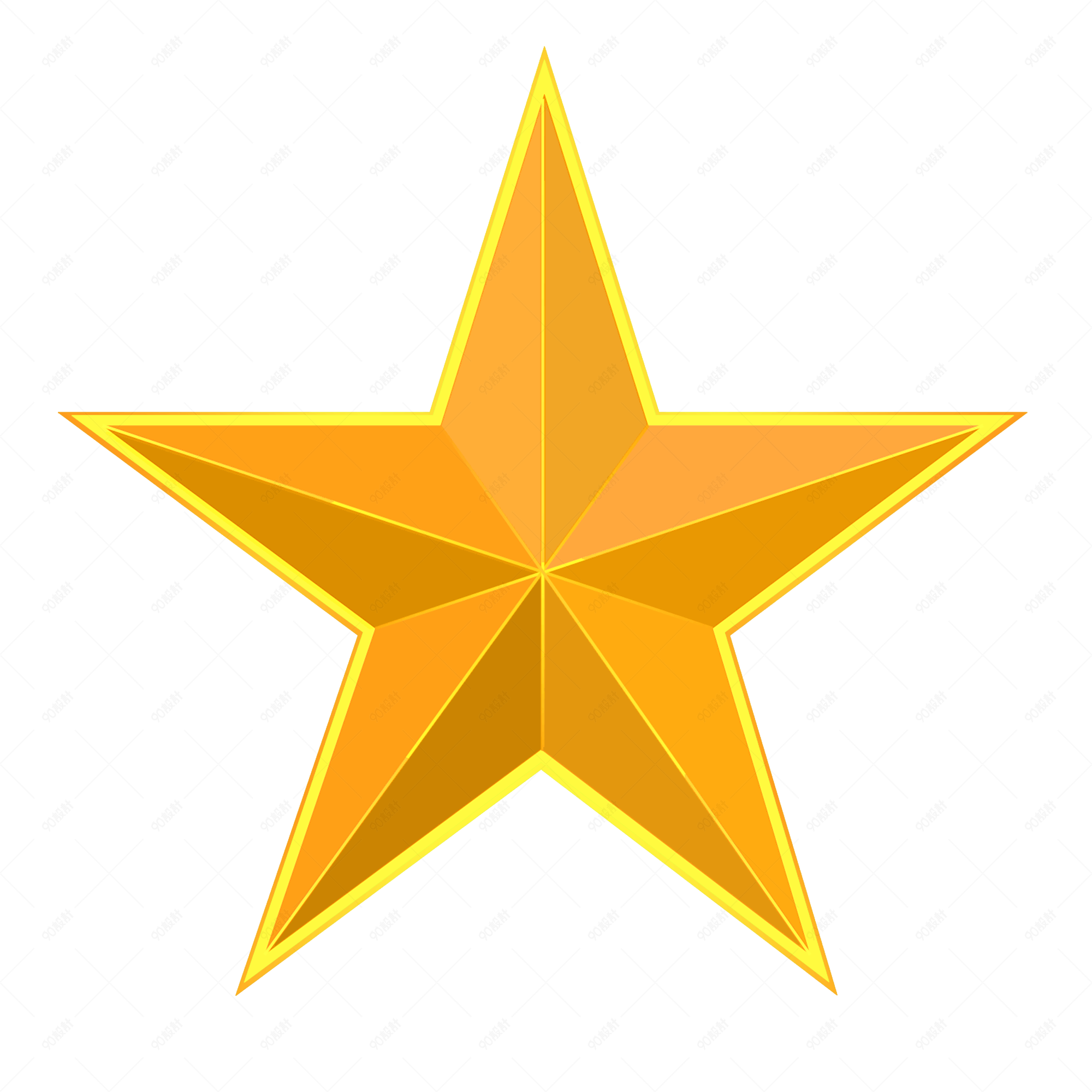 金色立体五角星png元素