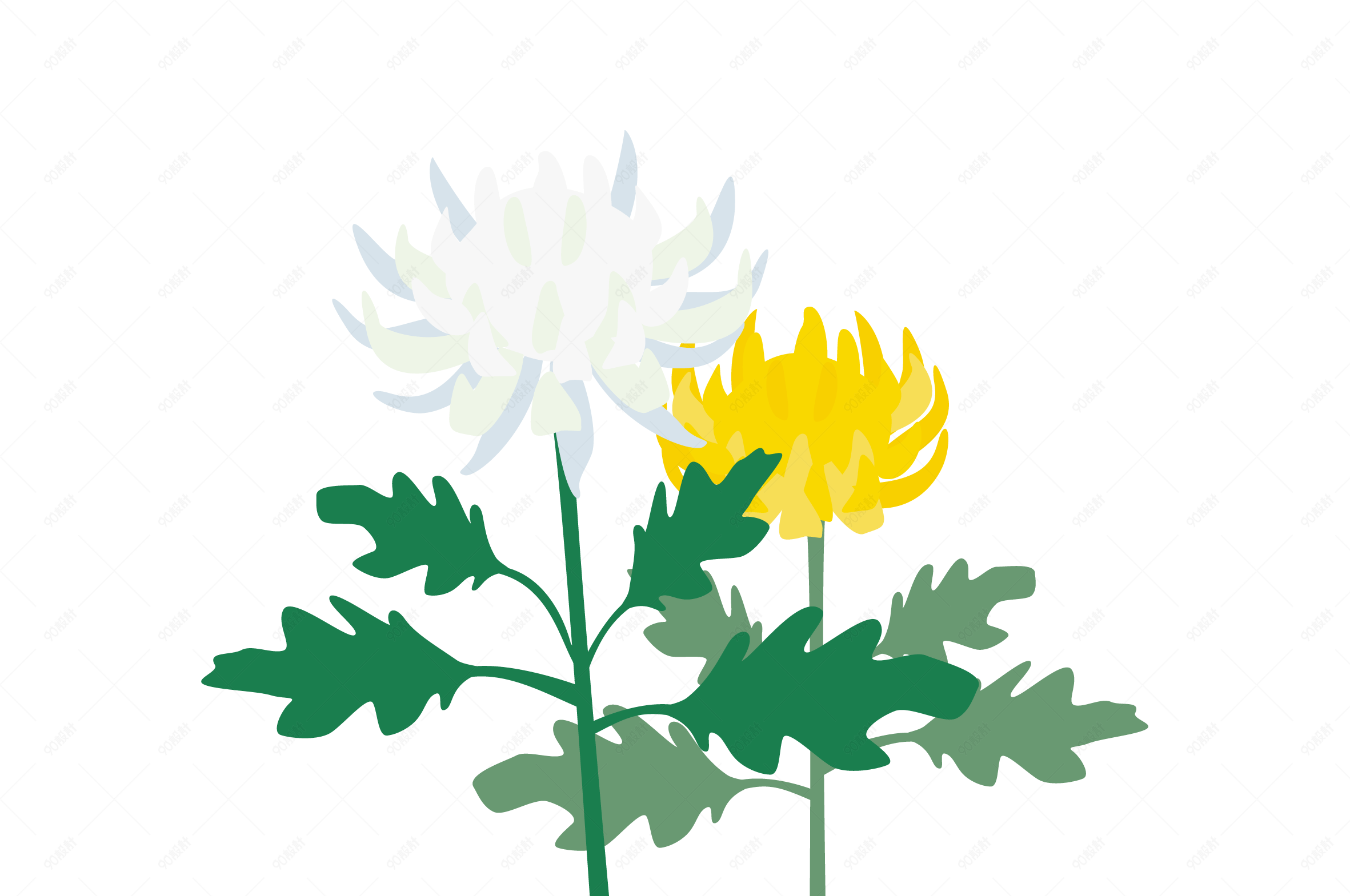 秋天卡通插画菊花小雏菊卡通插画素材