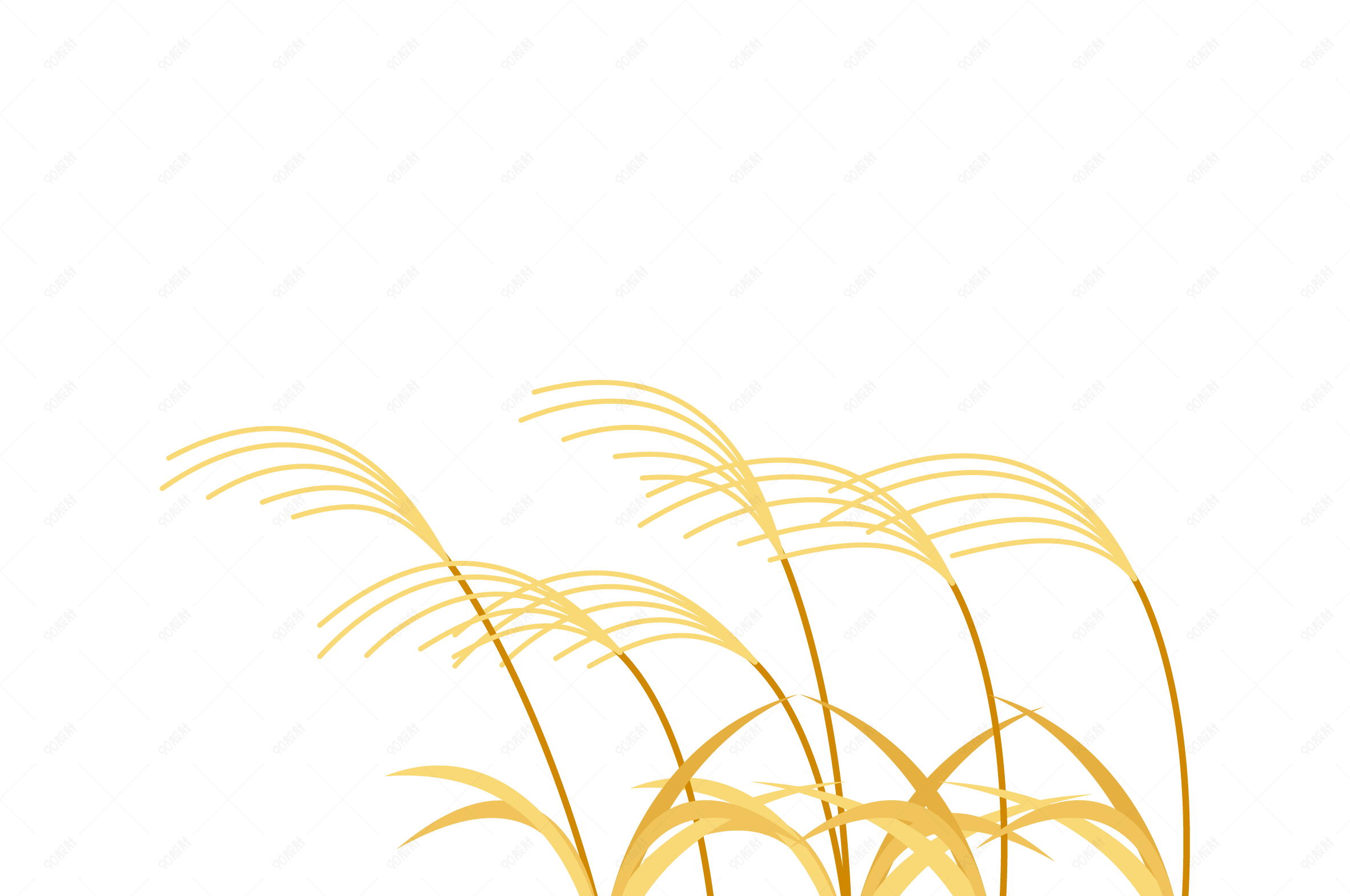 秋天金色黄色小麦稻子卡通插画素材