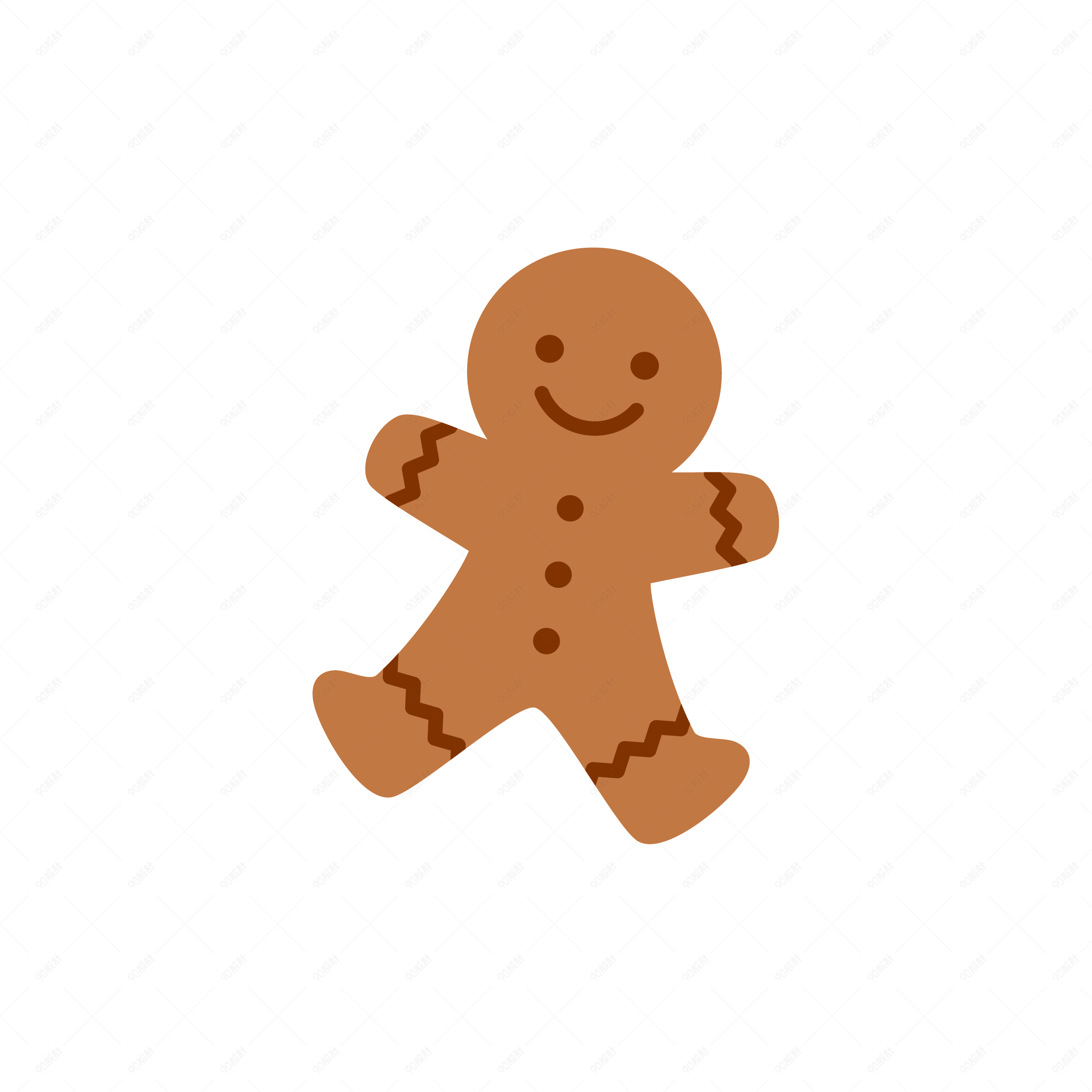 圣诞节卡通手绘风格姜饼人png装饰