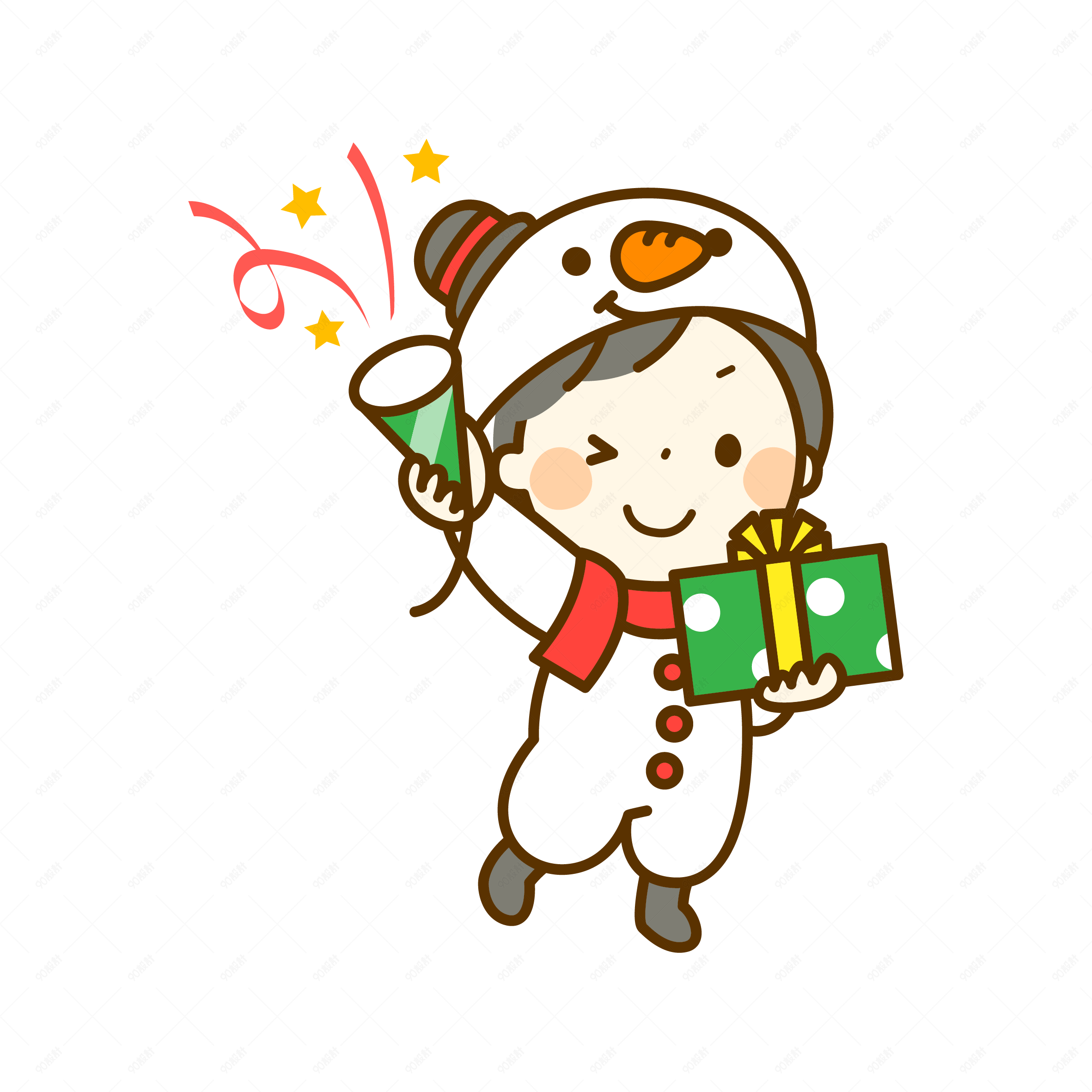 圣诞节红绿配色可爱小朋友庆祝