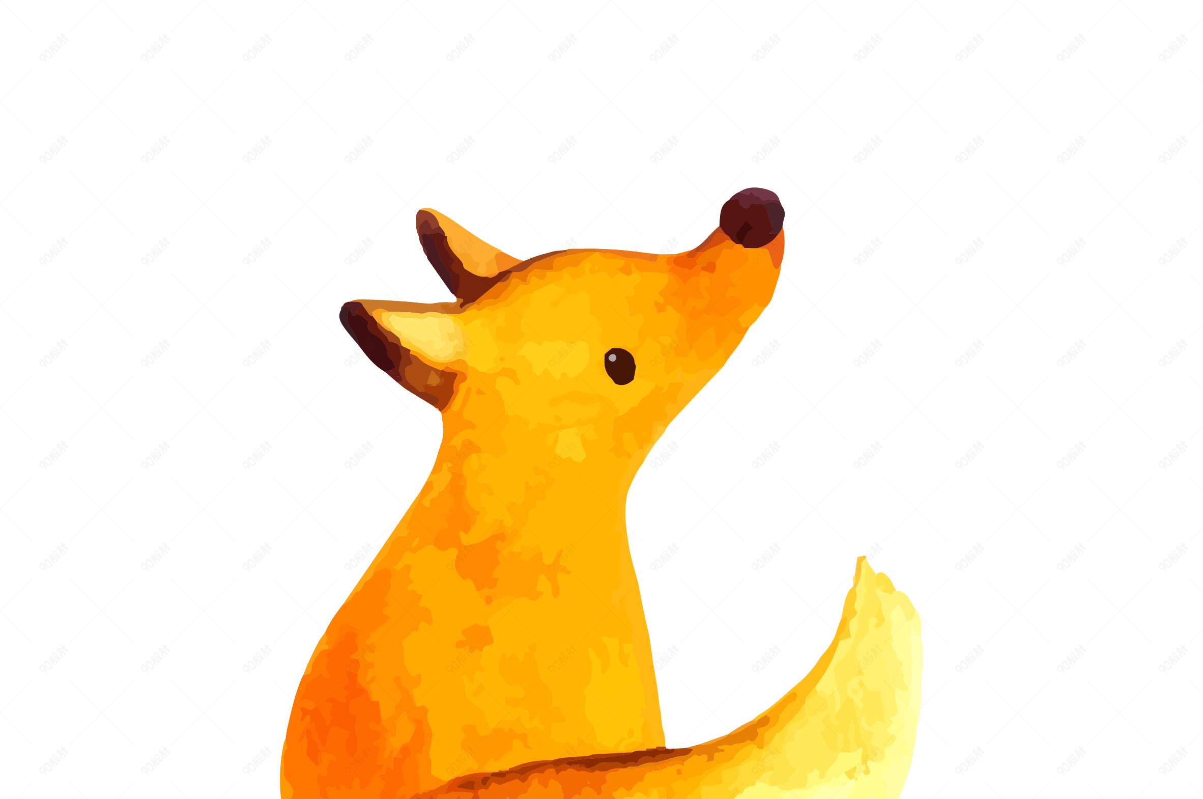 秋天写实风可爱小狐狸免扣矢量素材