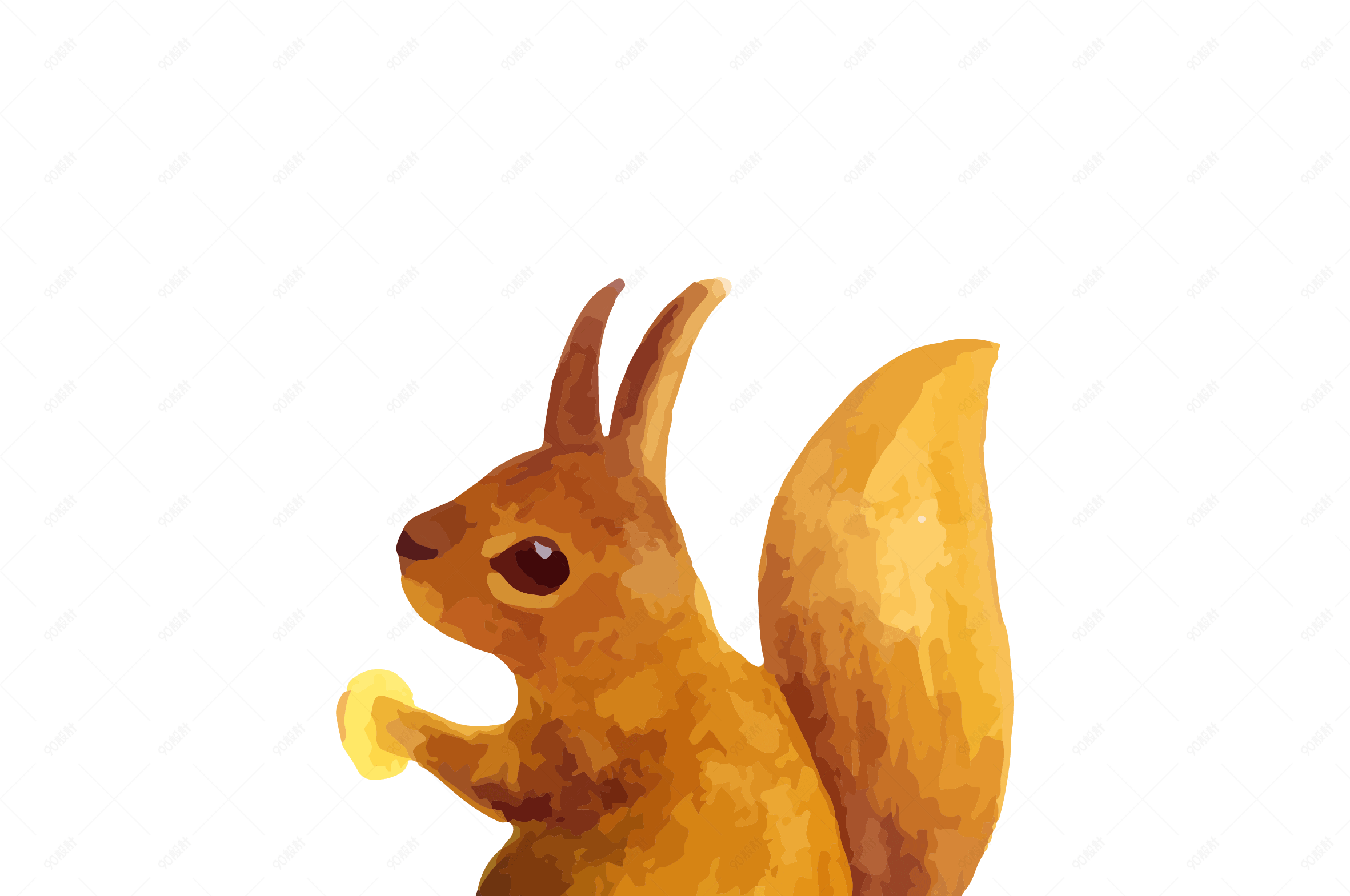 秋天写实风可爱小松鼠免扣矢量素材