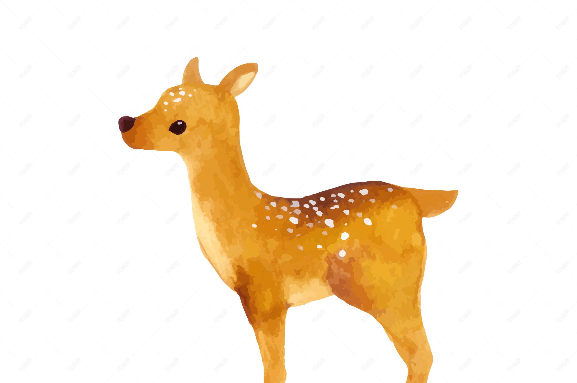 秋天写实风可爱小鹿免扣矢量素材