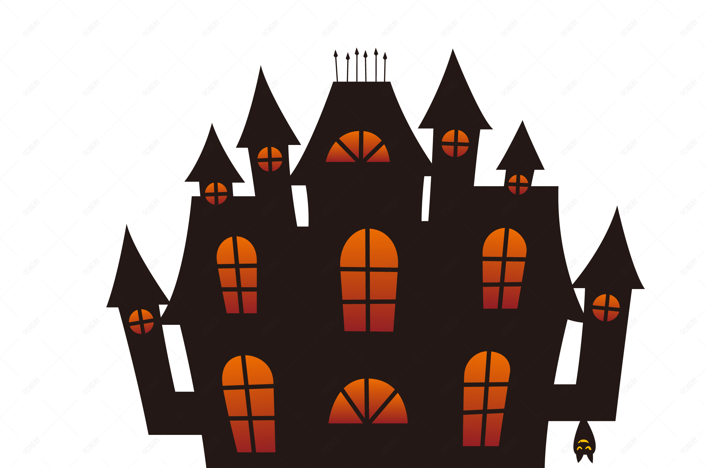 万圣节恐怖风格城堡插画免扣元素